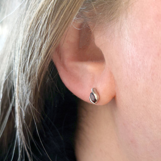 Garnet Earrings in Sterling Silver – Handcrafted Natural Gemstone