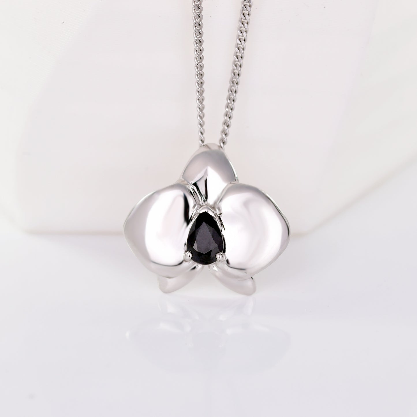 Silver Sapphire Pendant Aphrodite Orchid Natural Blue Australian 0.5ct 18'' Sterling Chain