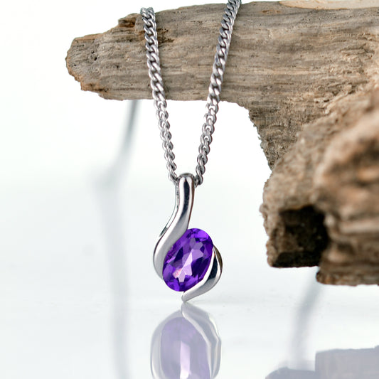 Amethyst Necklace in Sterling Silver – Handcrafted Natural Gemstone