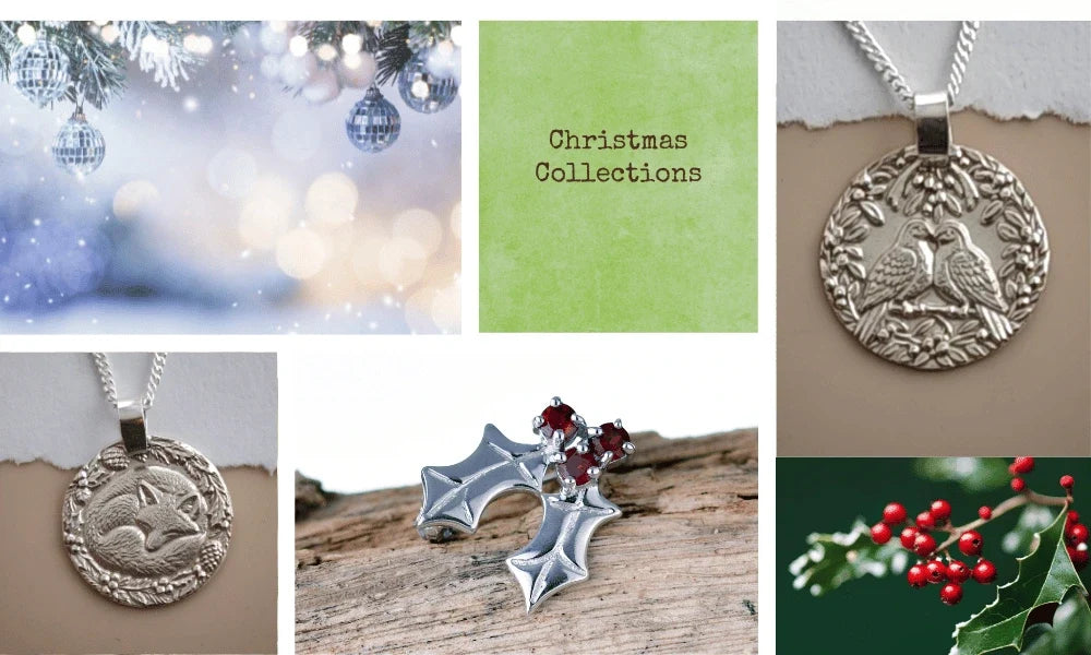 Christmas themed jewellery and foliage