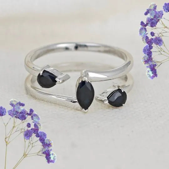Sapphire trilogy marquise ring