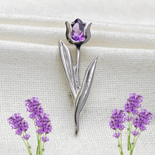 Amethyst jewellery – brooches – designed in the UK