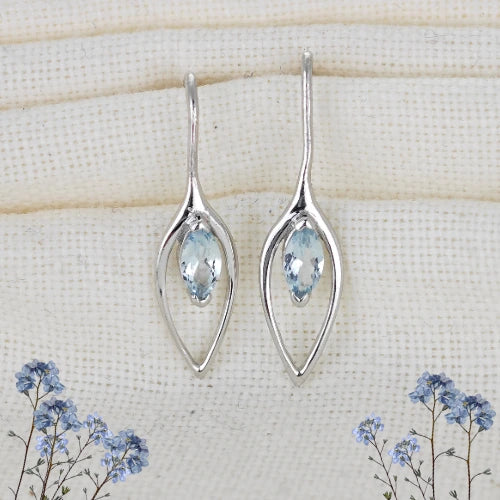 Aquamarine jewellery – earrings – designed in the UK