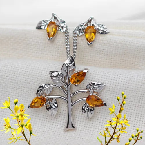 Citrine jewellery – necklaces, earrings, sets – designed in the UK