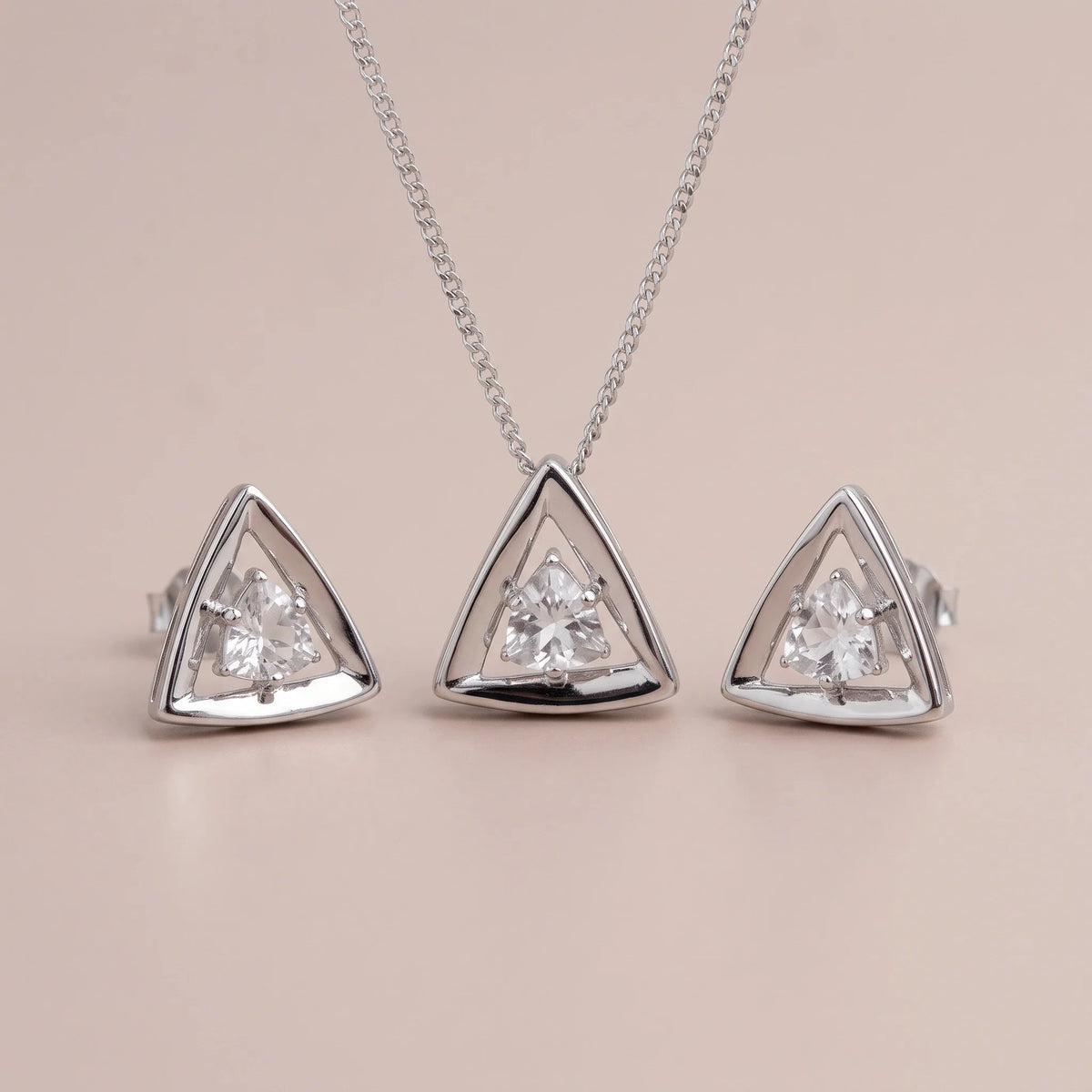 topaz triangle pendant and earrings