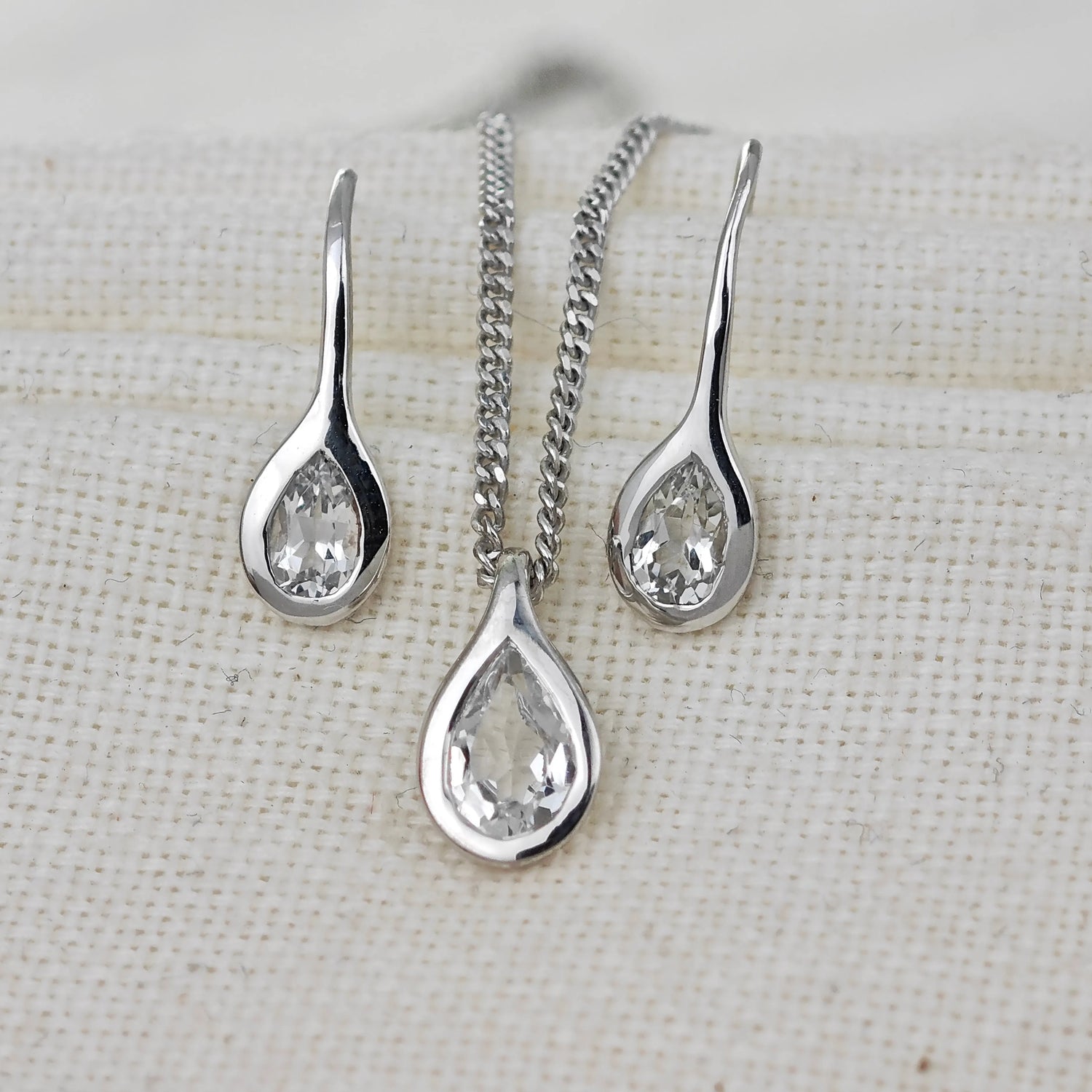 White Topaz jewellery – necklaces, rings, earrings – designed in the UK