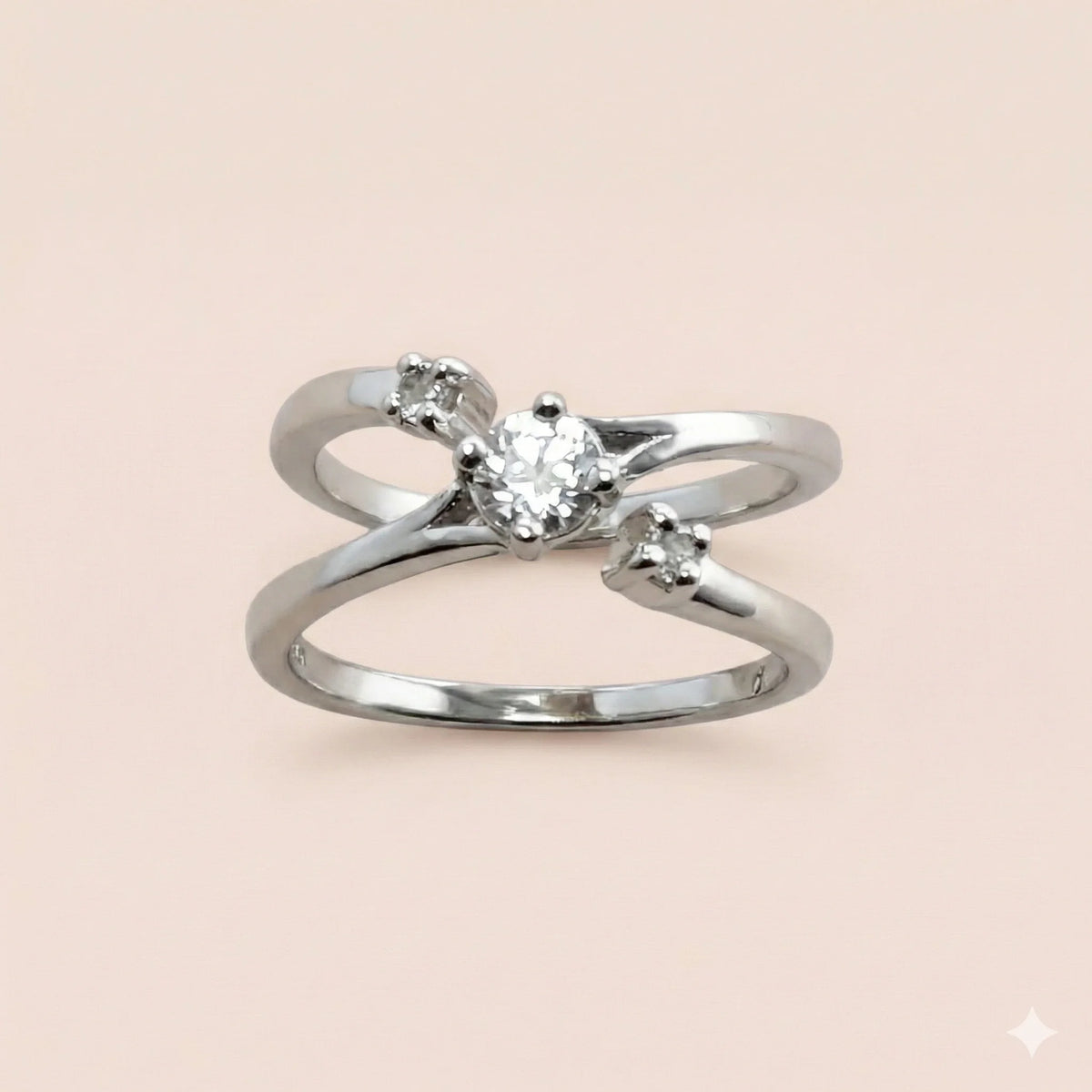 Topaz Set Sterling Silver Trilogy Ring