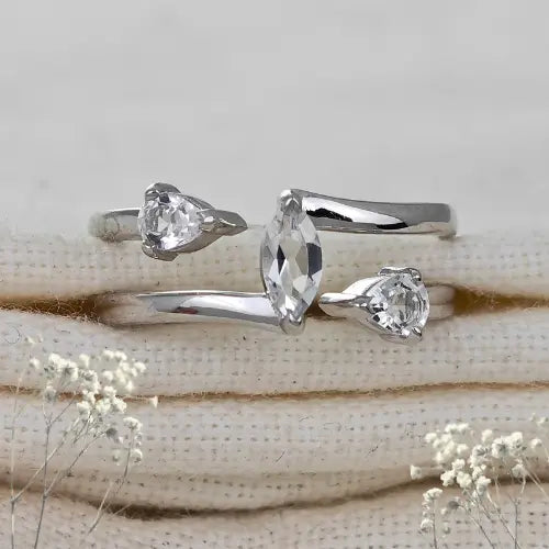 White Topaz jewellery –  rings – designed in the UK