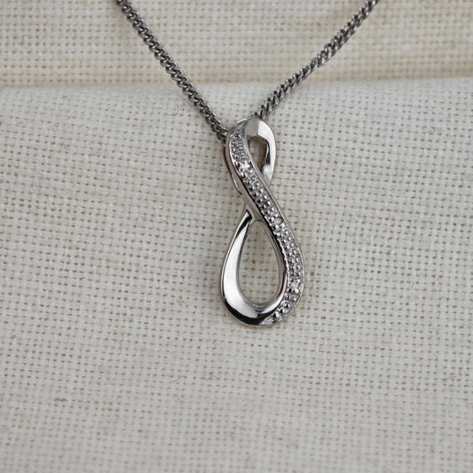 Silver Diamond Necklace Eternal Loop