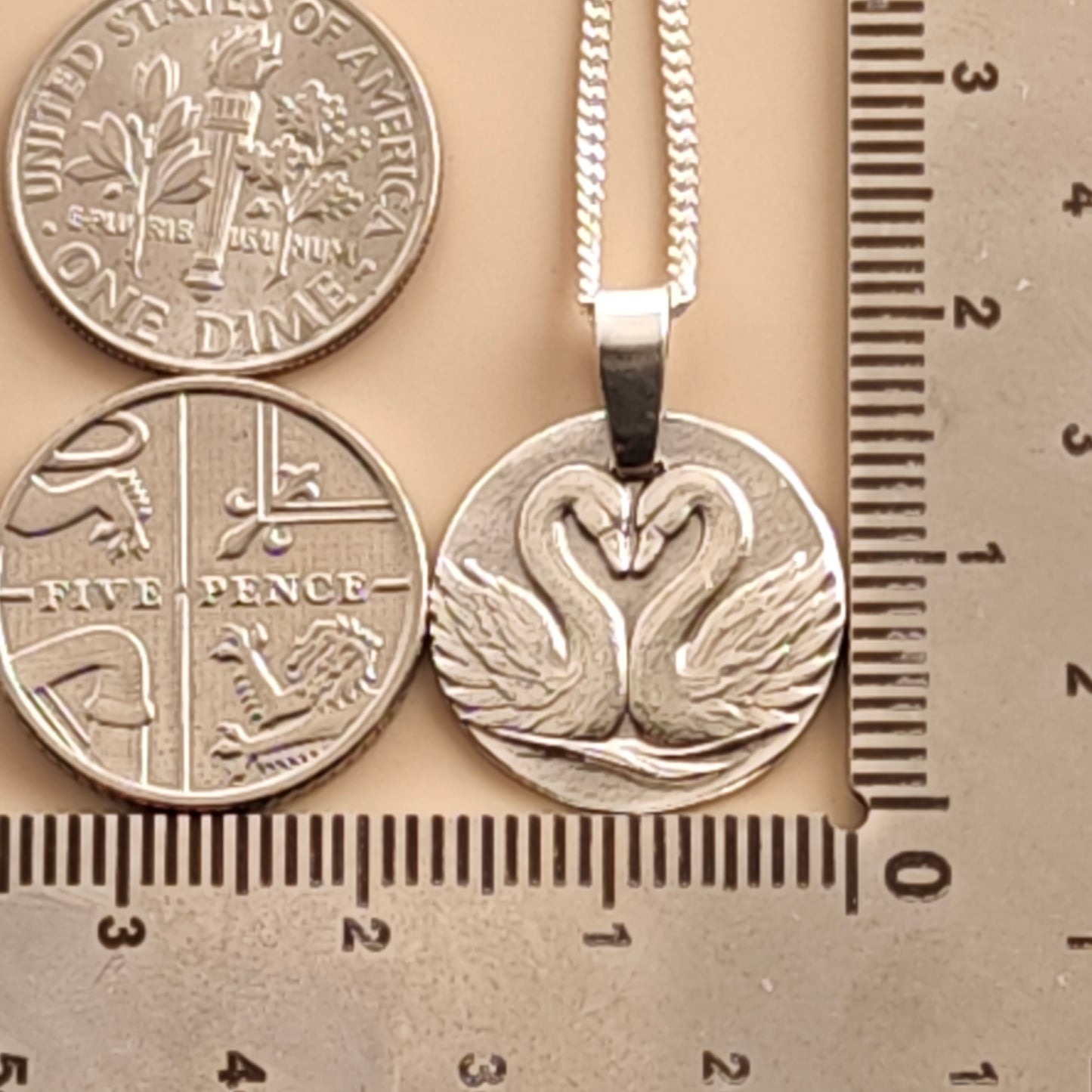 Gemini Sterling Silver Necklace Zodiac Twin Swans Disc Pendant 17mm Gift UK
