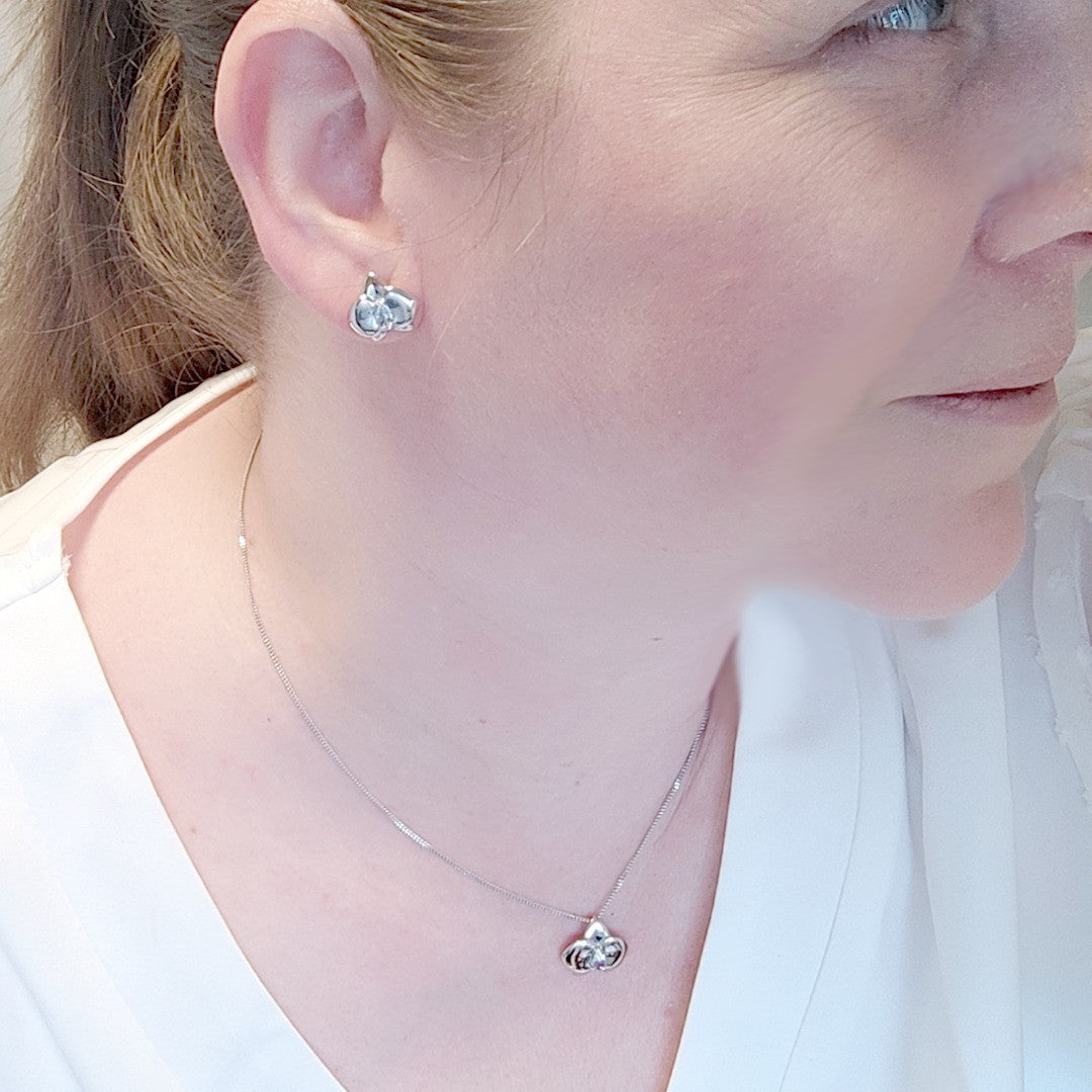 Blue Topaz Orchid Jewellery Set in Sterling Silver