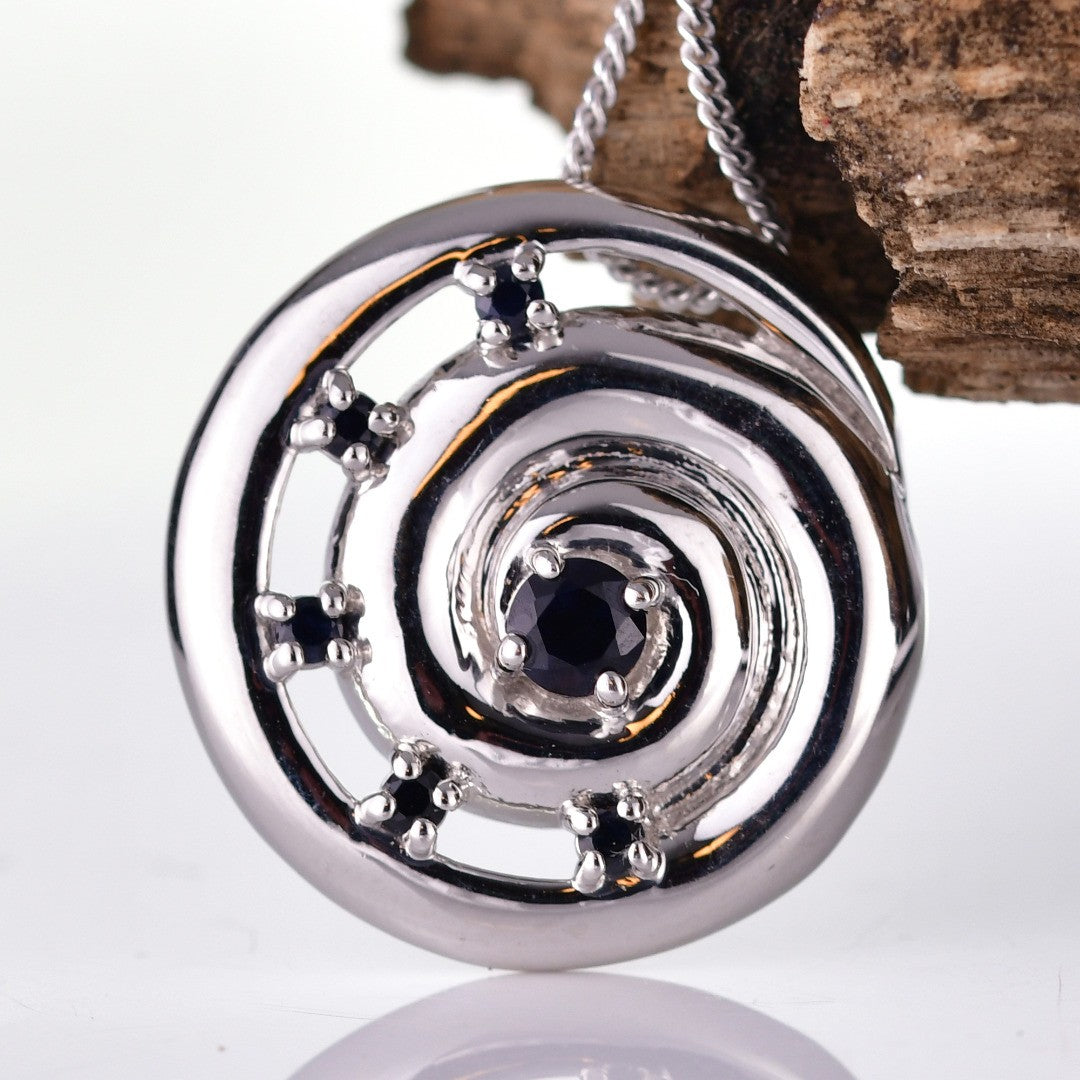 Sapphire Necklace 0.59ct Ammonite Blue Pendant Sterling Silver