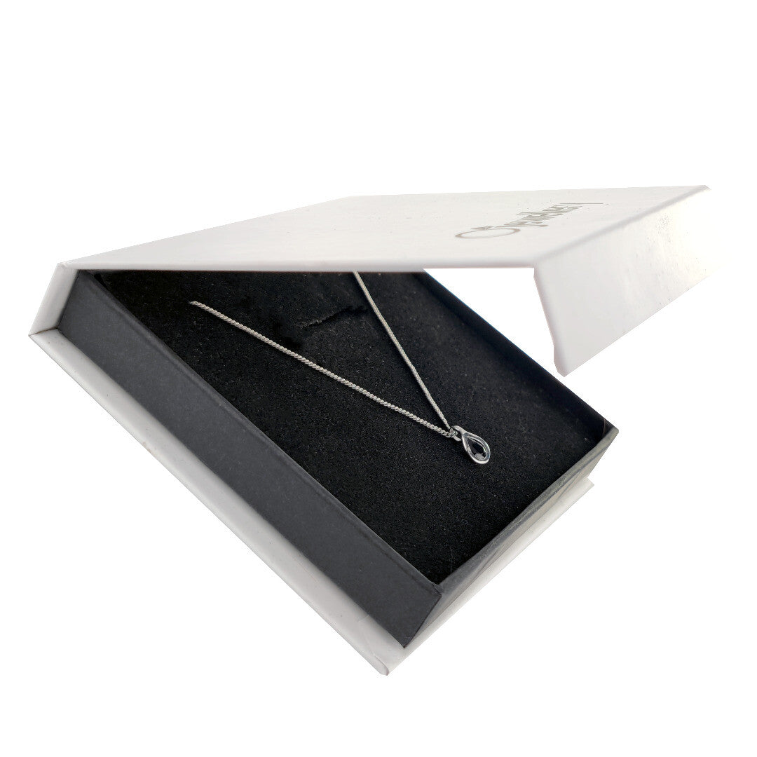 Sapphire Pear Necklace in Sterling Silver