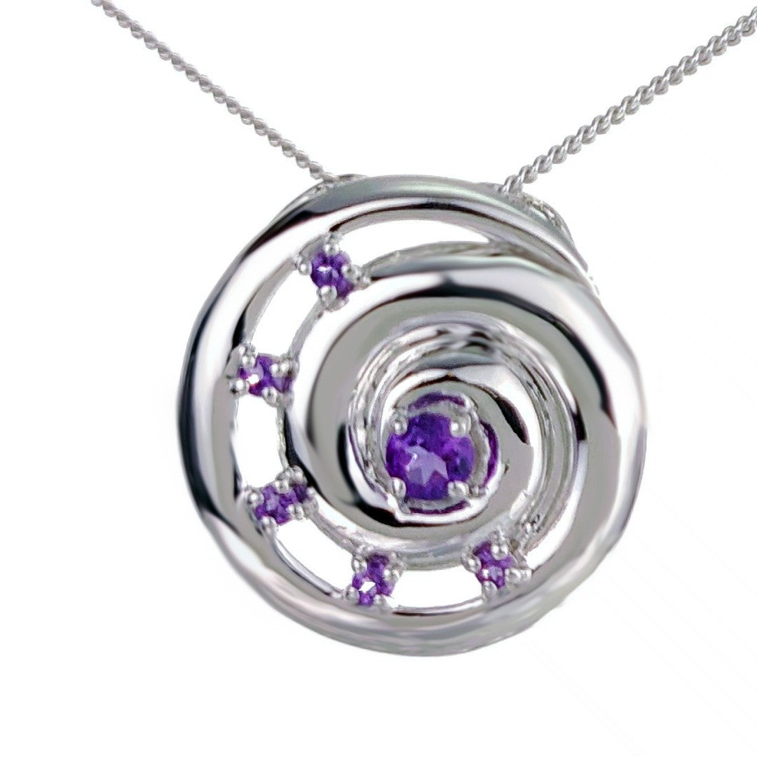 Amethyst Ammonite Statement Necklace 0.5ct Sterling Silver