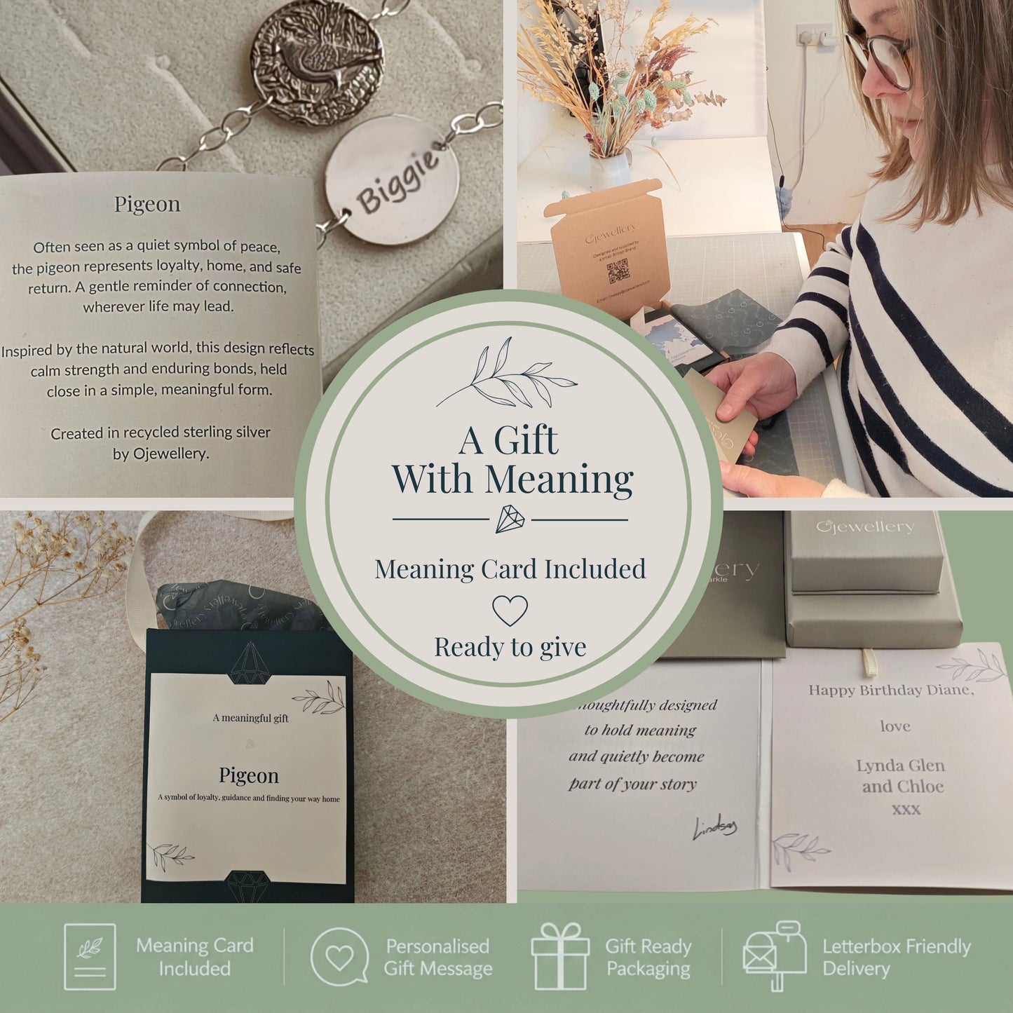 Gift ready packaging for an Ojewellery engraved sterling silver coin pendant, arrives ready to give with no wrapping needed.