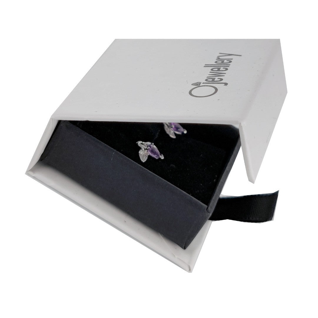 Amethyst Leaf Stud Earrings 0.4ct Sterling Silver