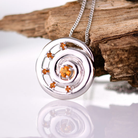 Citrine Necklace 0.4ct Ammonite Yellow Pendant Sterling Silver