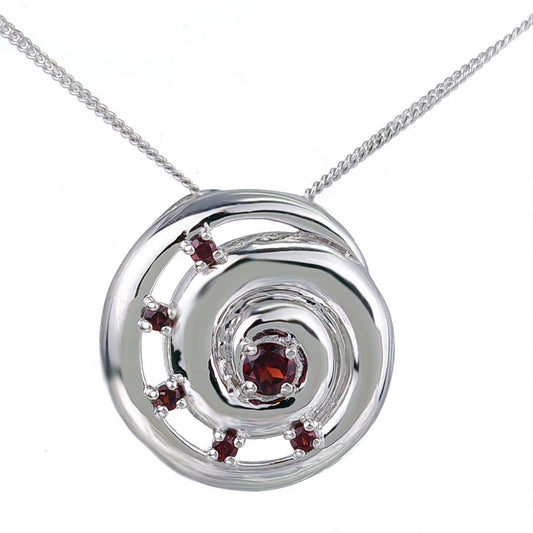 Garnet Necklace 0.55ct Ammonite Red Pendant Sterling Silver