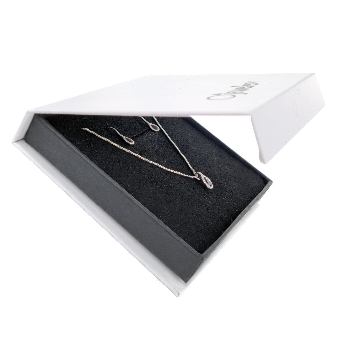 Garnet Necklace Earring Set 0.9ct PearRed Pendant Sterling Silver January Birthstone