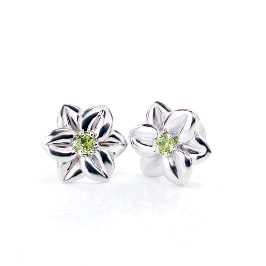 peridot silver stud earrings