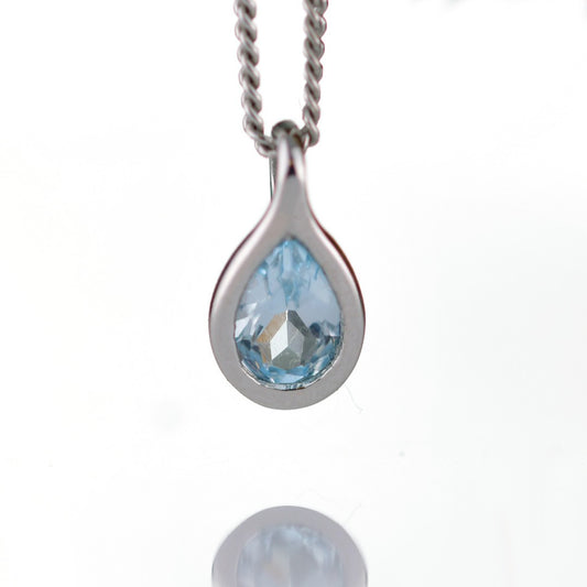 Topaz Necklace 0.5ct Pear Blue Pendant Silver December Birthstone