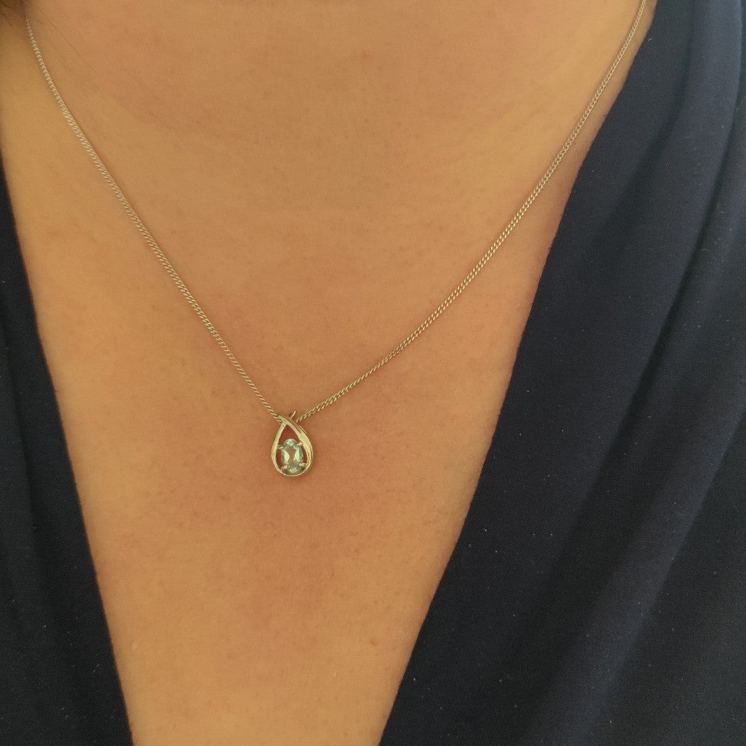 Blue Topaz Pear Twist Jewellery Set in Sterling Silver