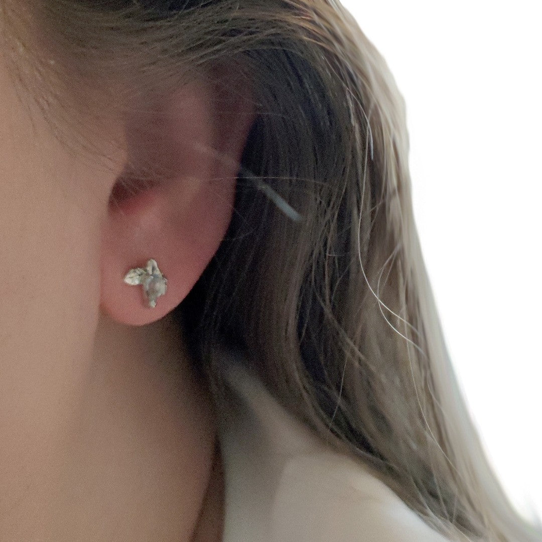 Topaz Earrings 0.5ct Blue Leaf Studs Silver December Birthstone