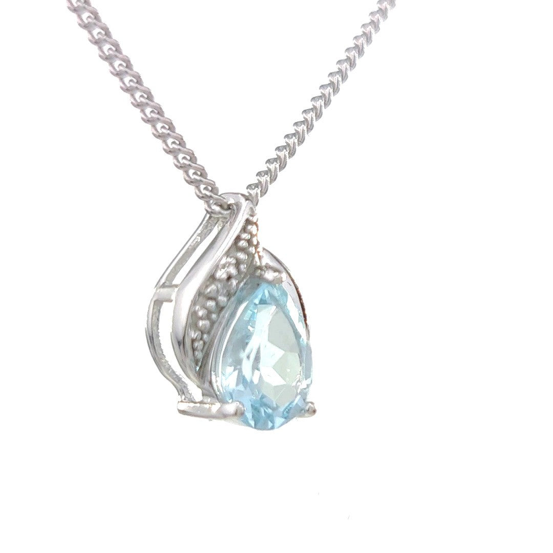 Blue Topaz Diamond Pear Jewellery Set in Sterling Silver