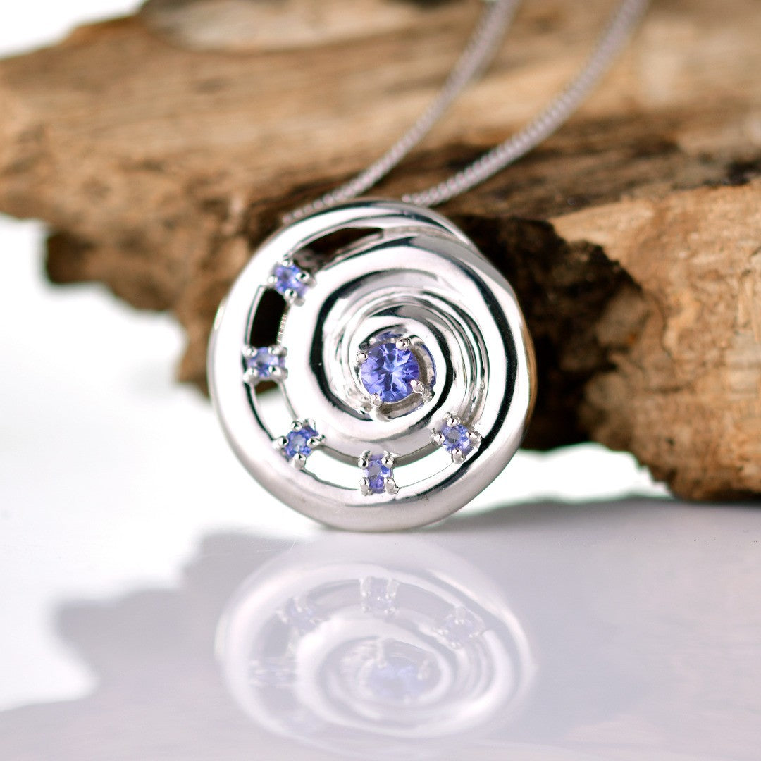 Tanzanite Necklace 0.54ct Ammonite Blue Pendant Sterling Silver
