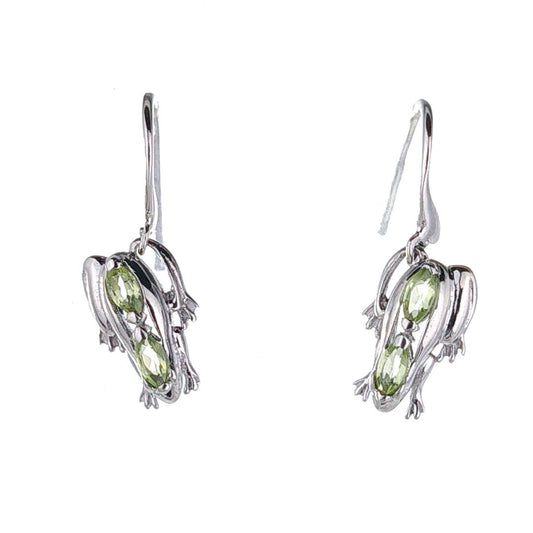 peridot silver dangle earrings