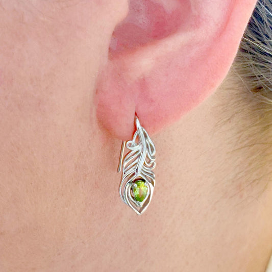peridot silver dangle earrings image 2
