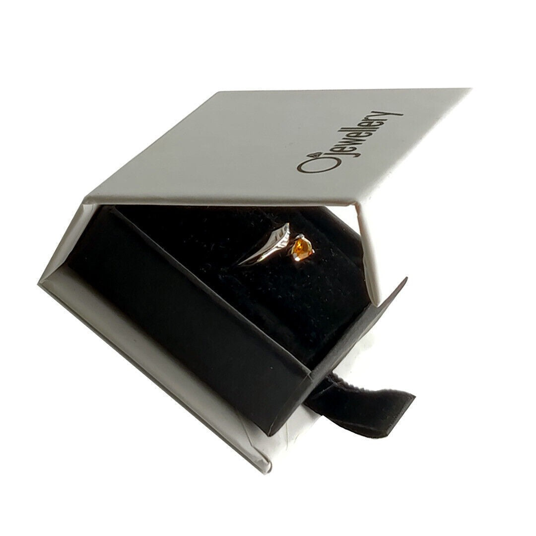 Sterling Silver Citrine Leaf Ring Size I-T Adjustable Yellow November Birthstone