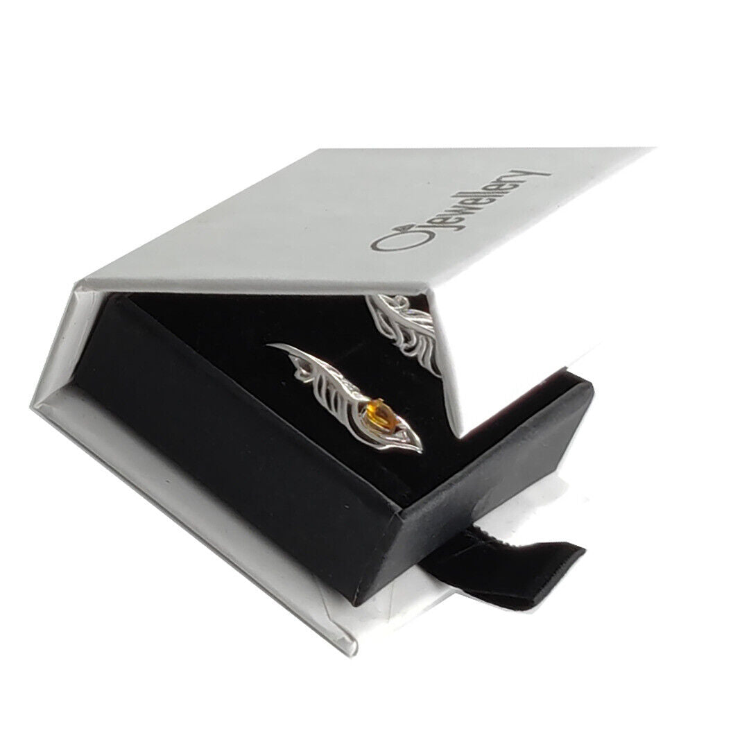 Citrine Peacock Feather Earrings in Sterling Silver