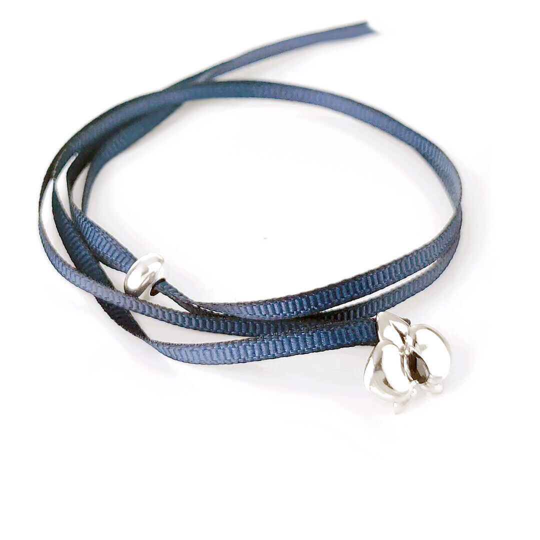 Sapphire Orchid Choker Sterling Silver Slider September Birthstone