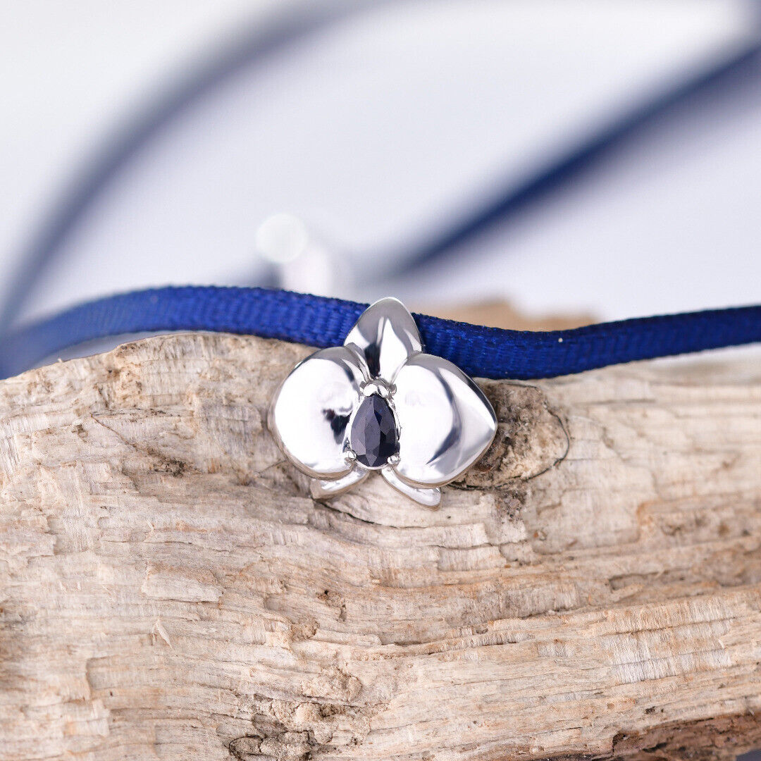 Sapphire Orchid Choker Sterling Silver Slider September Birthstone