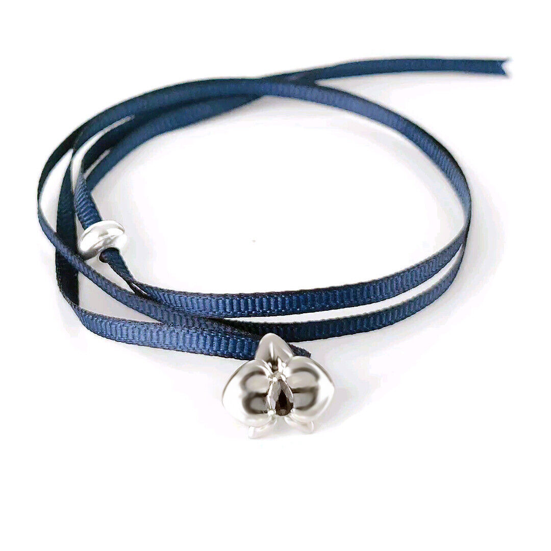 Sapphire Orchid Choker Sterling Silver Slider September Birthstone