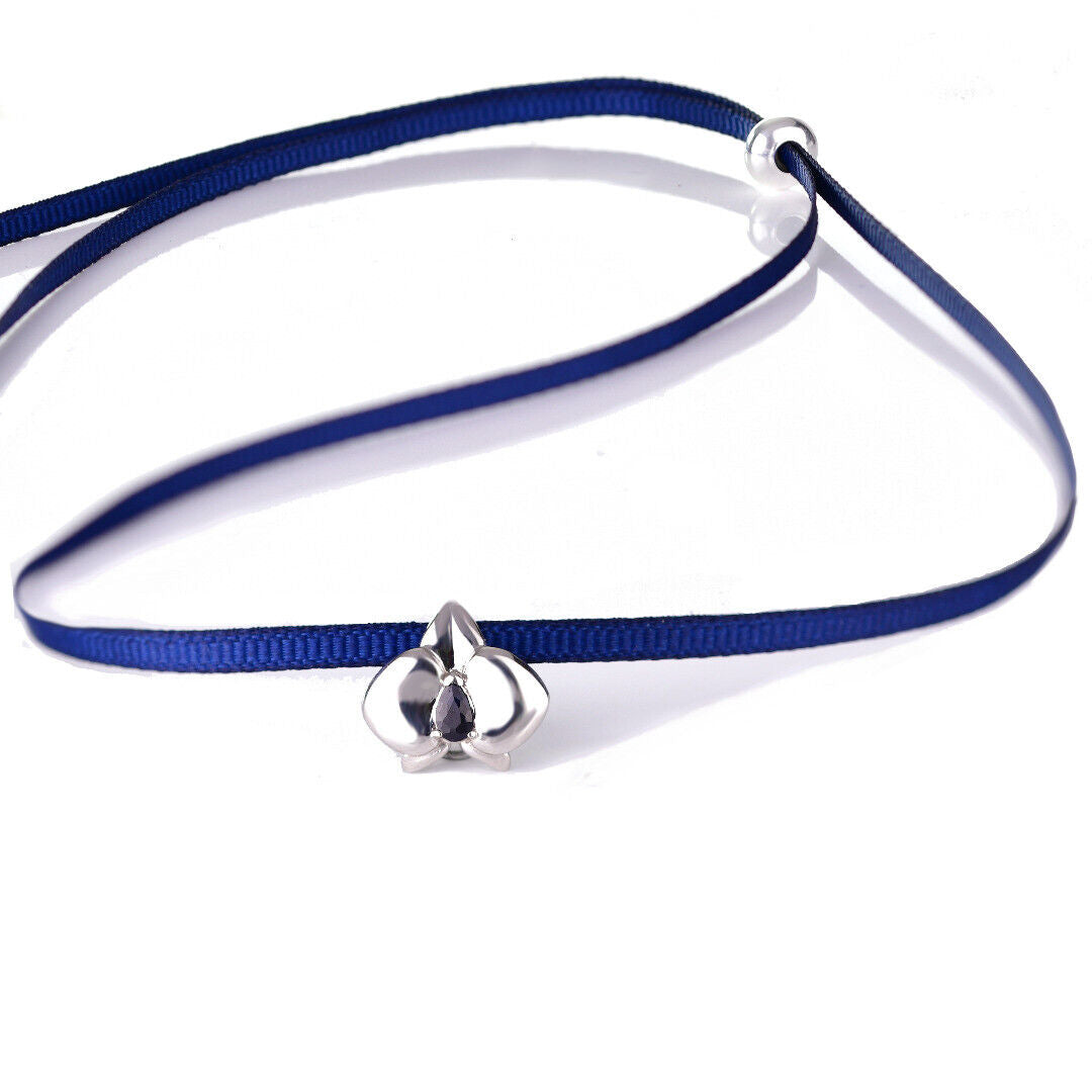 Sapphire Orchid Choker Sterling Silver Slider September Birthstone