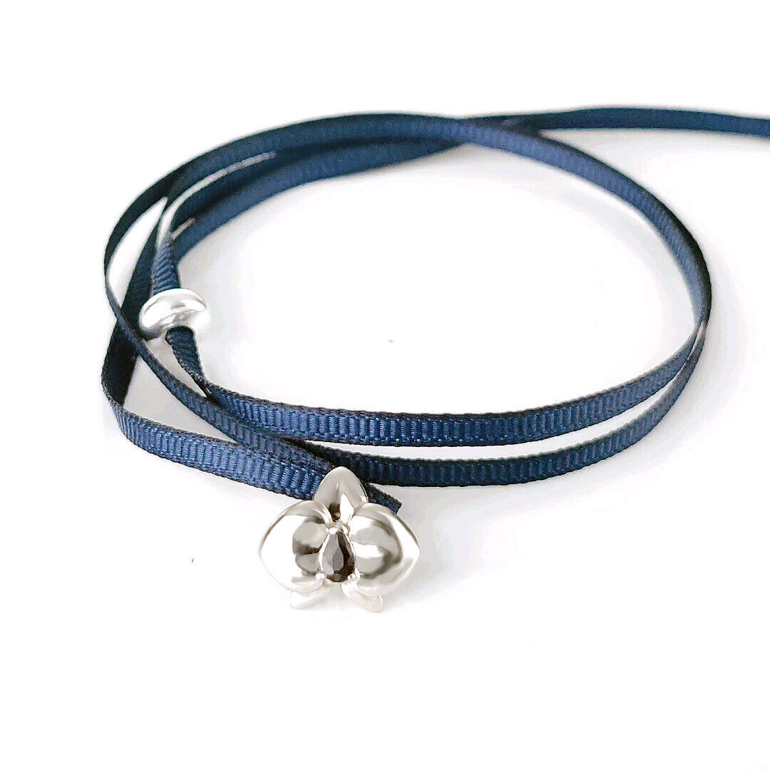 Sapphire Orchid Choker Sterling Silver Slider September Birthstone