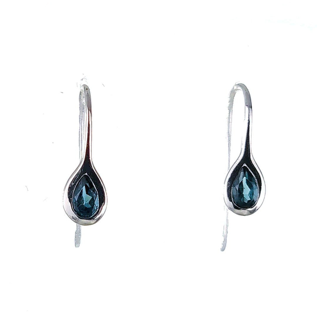 Sterling Silver Dangle Earrings London Blue Topaz December Birthstone