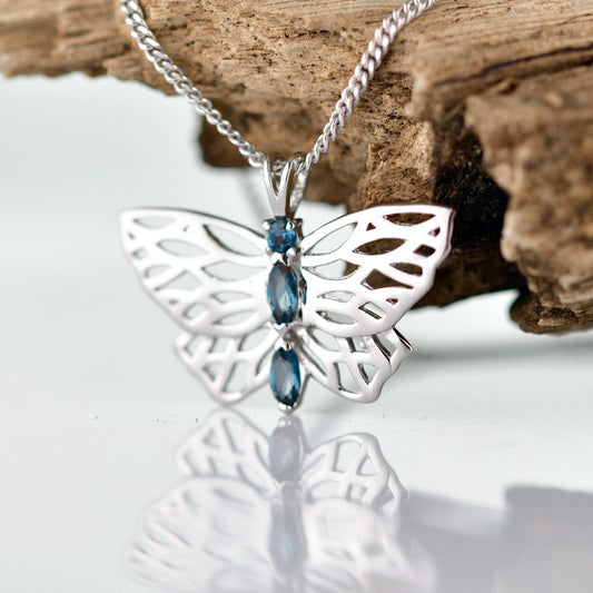 Butterfly Necklace London Blue Topaz