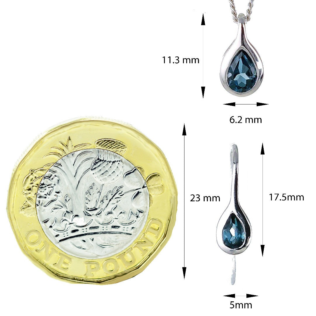 London Blue Topaz Pear Jewellery Set in Sterling Silver