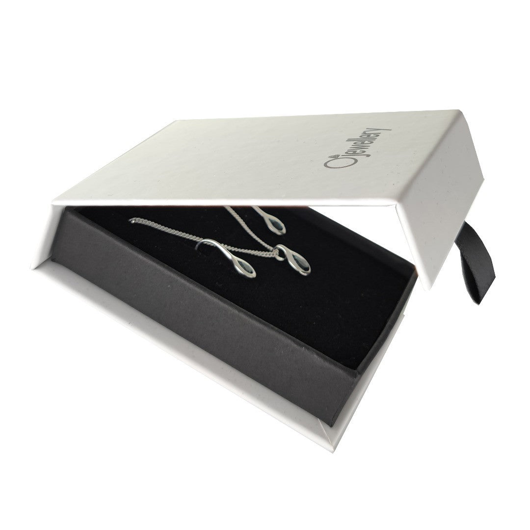 London Blue Topaz Pear Jewellery Set in Sterling Silver