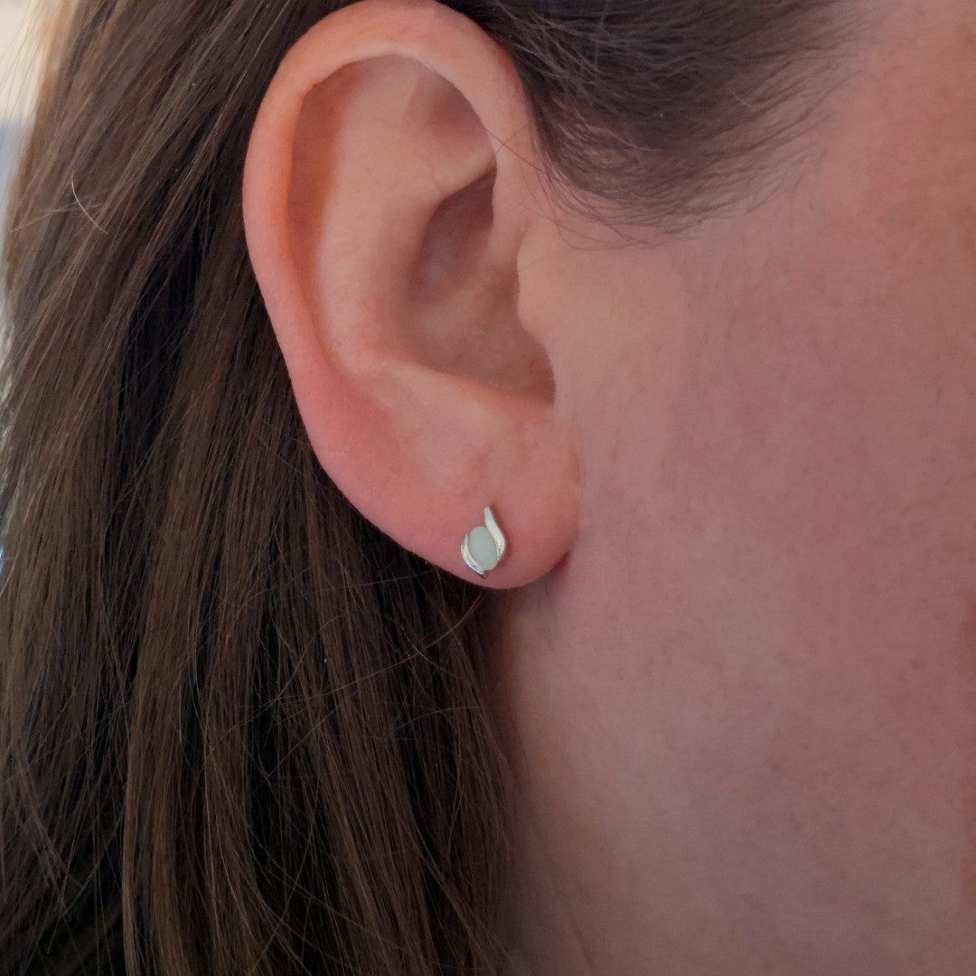 Opal Oval Stud Earrings in Sterling Silver