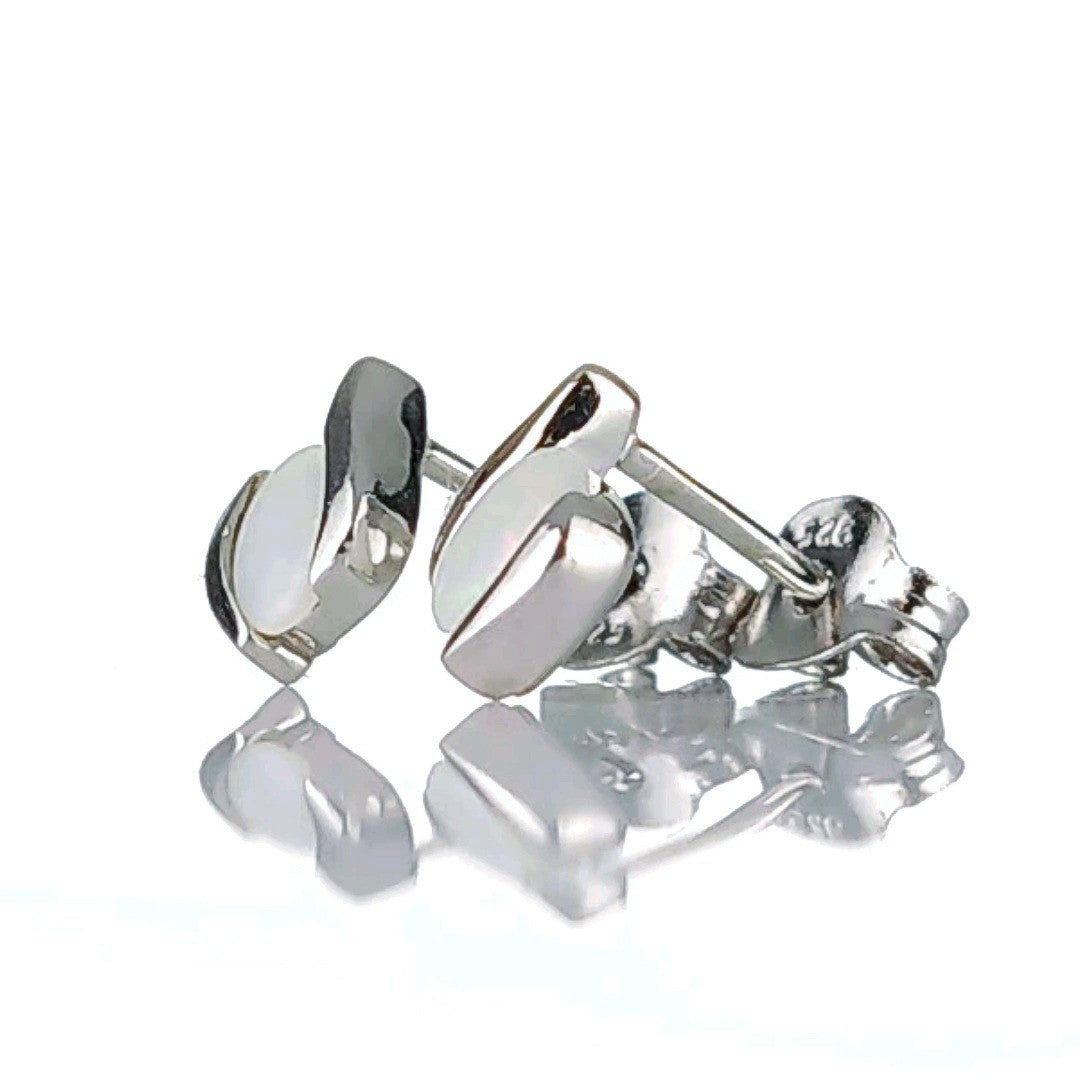 Opal Oval Stud Earrings in Sterling Silver