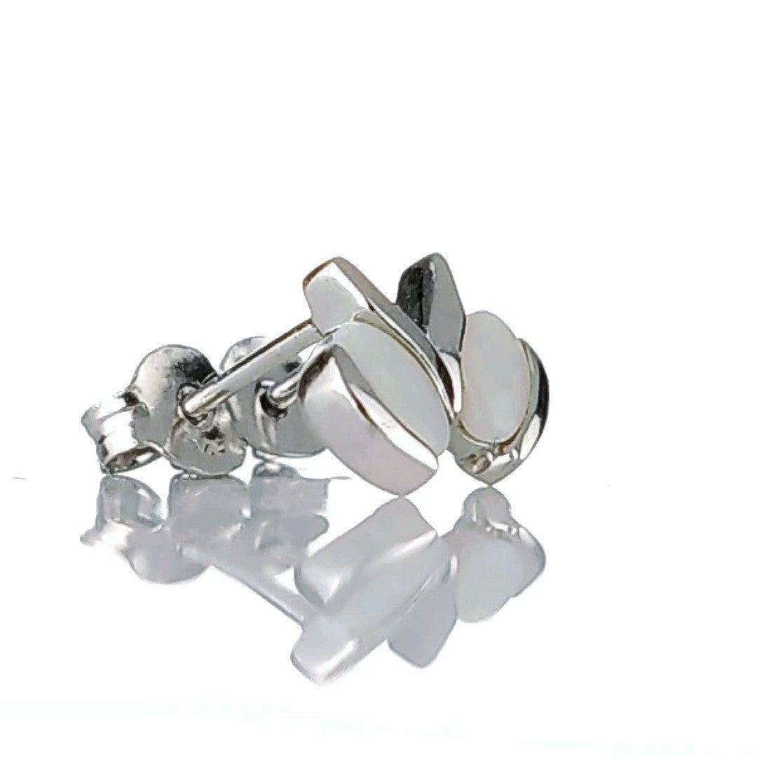Opal Oval Stud Earrings in Sterling Silver