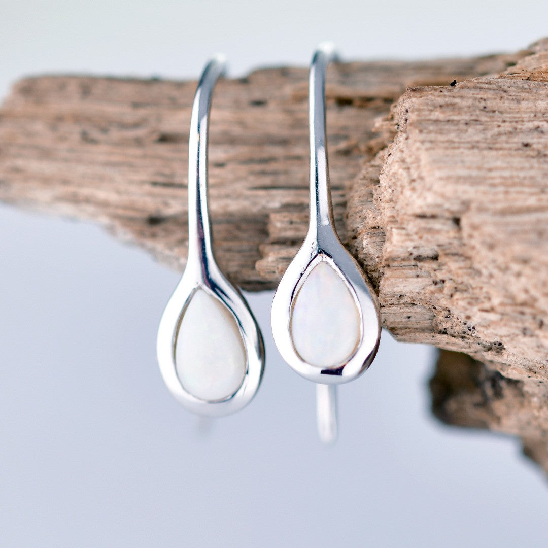 Opal Pear Drop Earrings in Sterling Silver