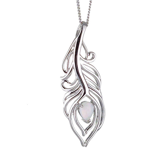 Peacock Feather Statement Opal Necklace