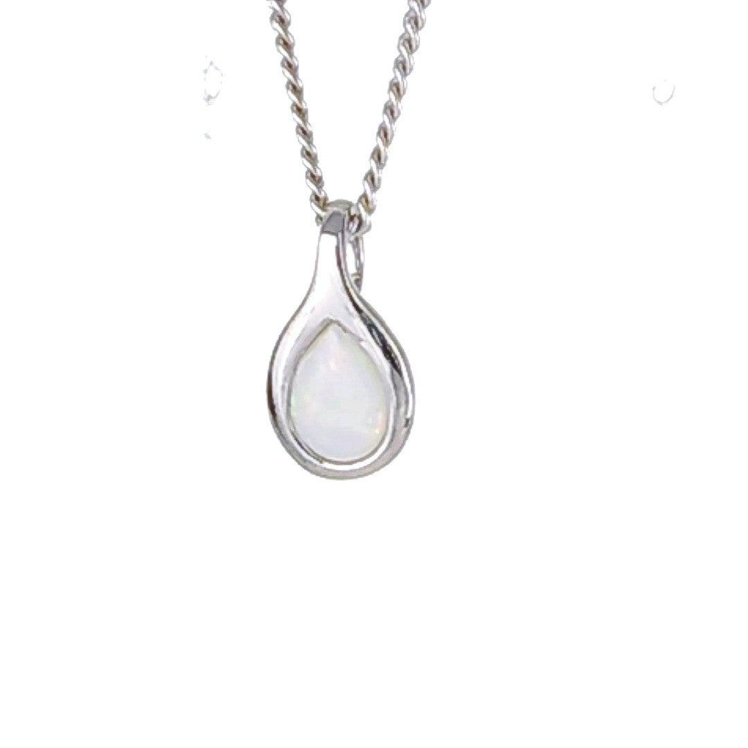 Opal Pear Necklace in Sterling Silver
