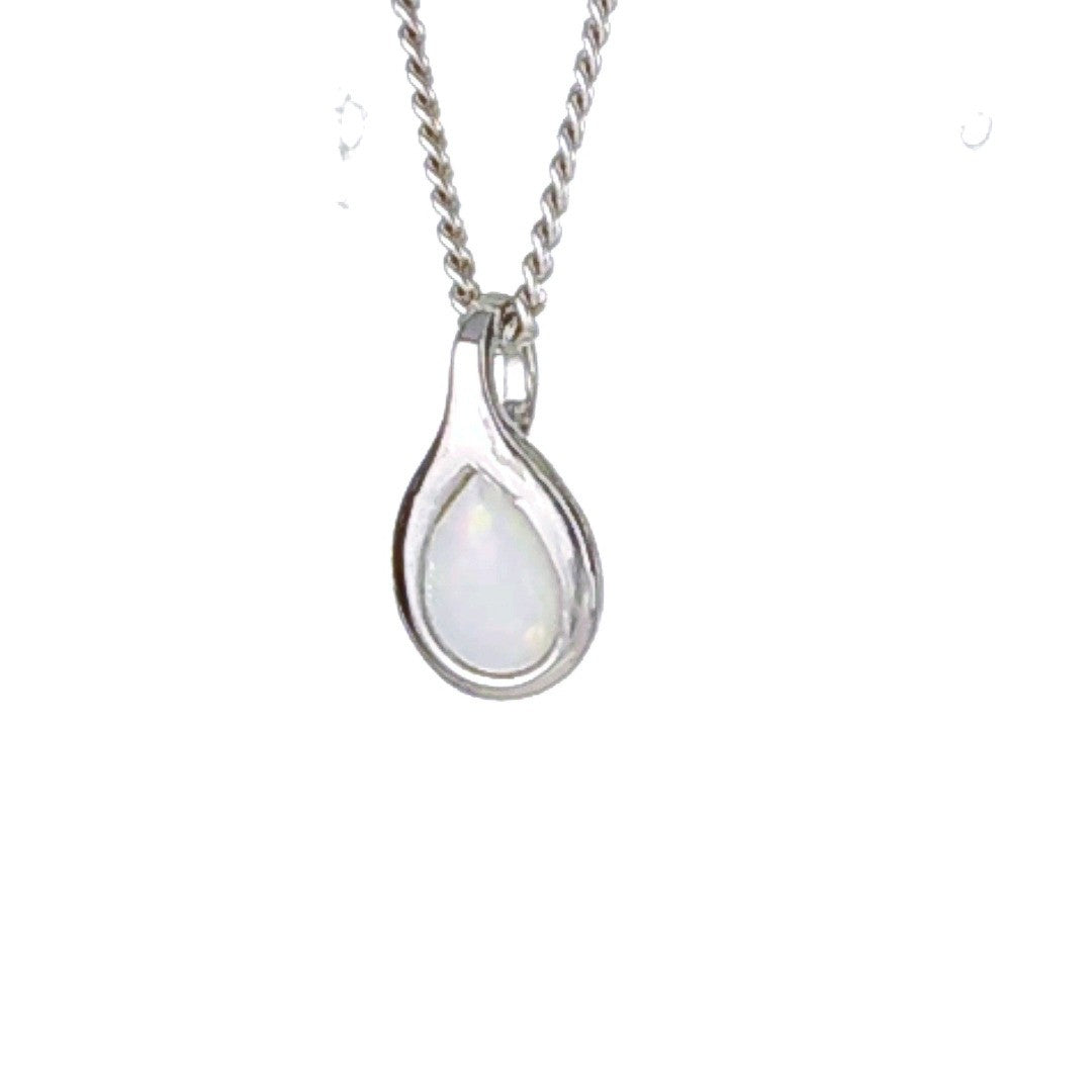Opal Pear Necklace in Sterling Silver