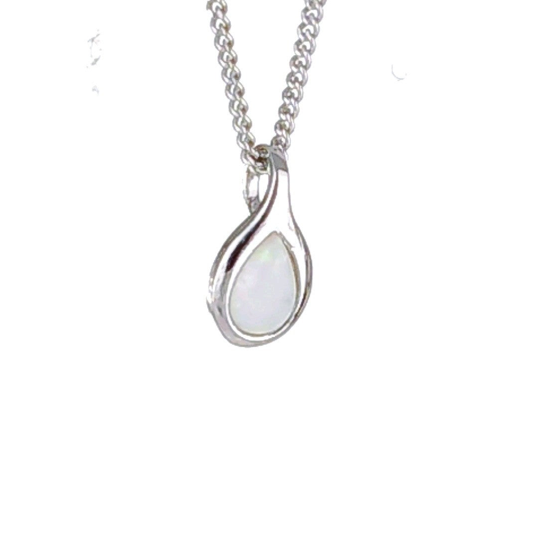 Opal Pear Necklace in Sterling Silver